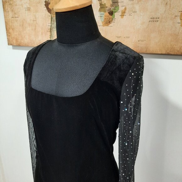 Velour dress w/ sparkling sleeves - City Studio brand - Picture 2 of 14